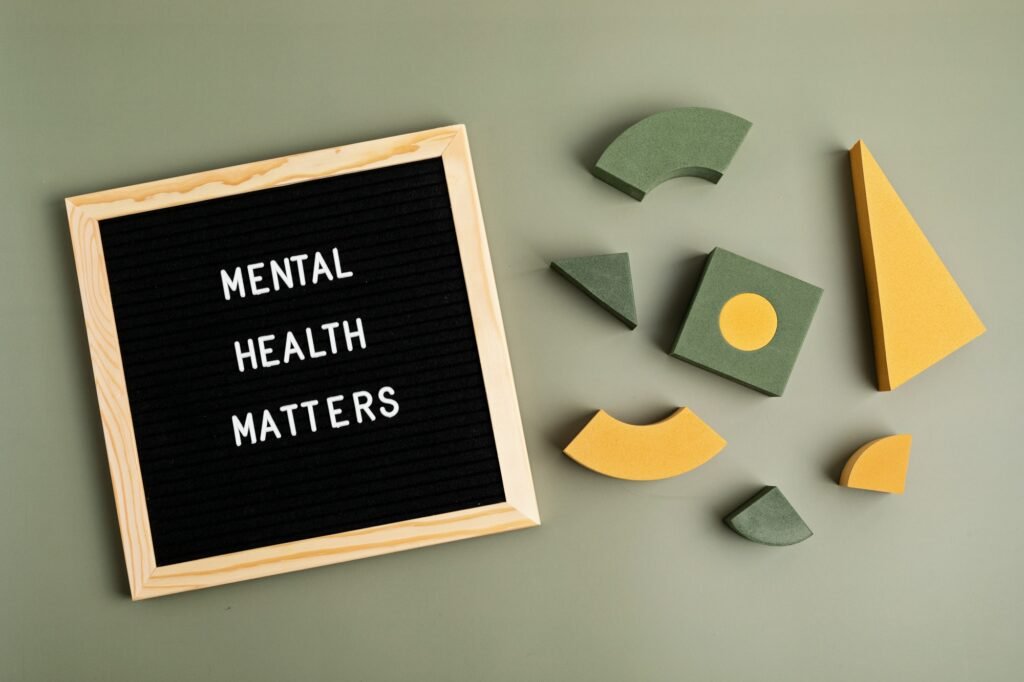 Mental health matters motivational quote on the letter board. Inspiration psycological text